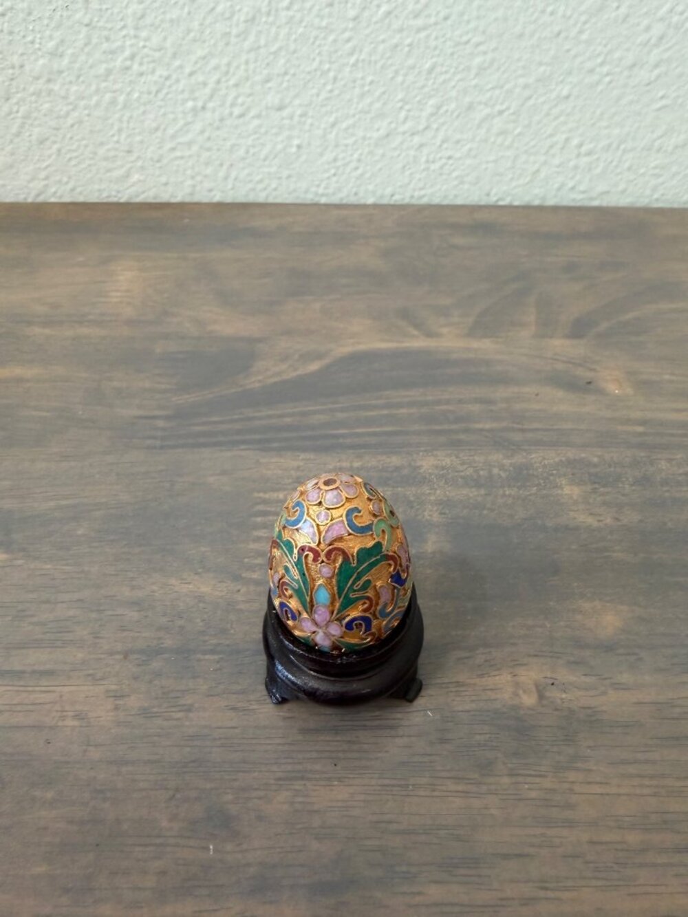 Vintage Miniature Cloisonne Egg on Stand 1.75"